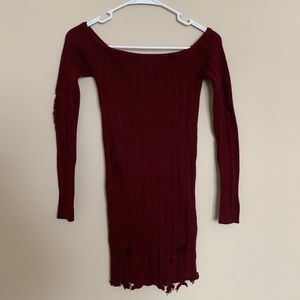 Distressed Off Shoulder Dress